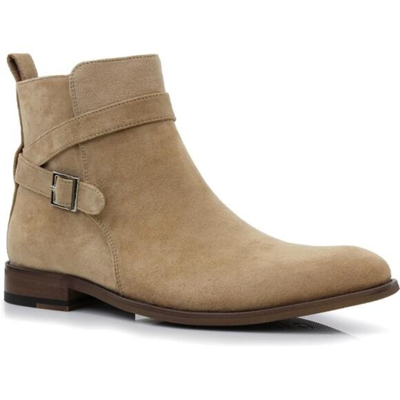 Classic Vegan Leather Chelsea Chukka Boots Khaki - Picture 1 of 6